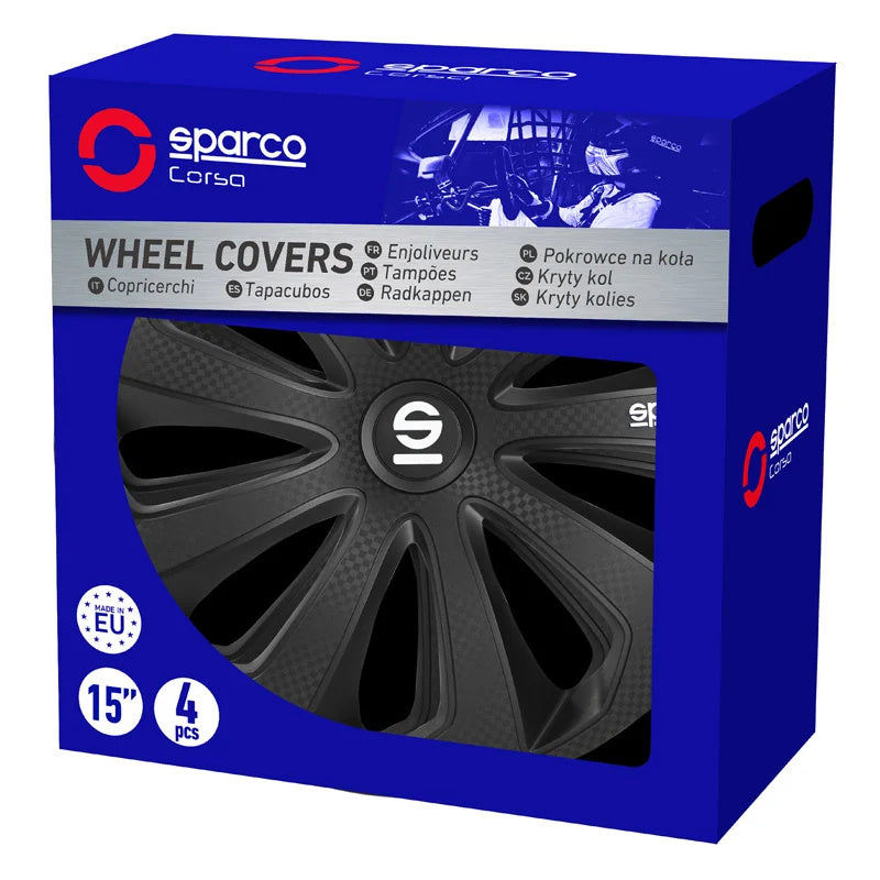 Sparco Radzierblenden Sicilia 16 Zoll - Schwarz/Carbon - Satz mit 4 Stück