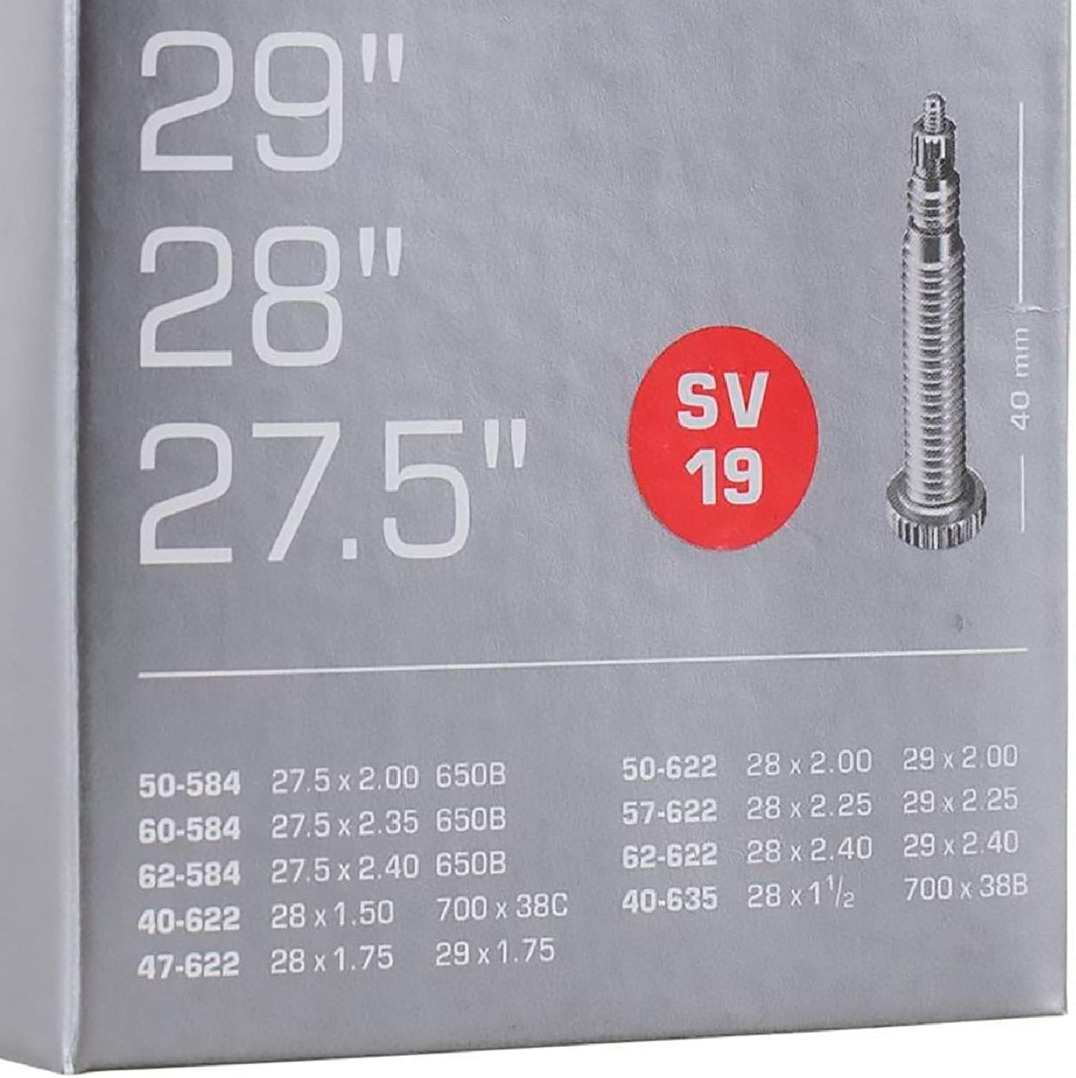 1x Schwalbe Unisex-Erwachsene Fahrradschlauch SV19 40/62-584/635 EK 40 mm Fahrradzubehör, schwarz, 27,5 29 Zoll 