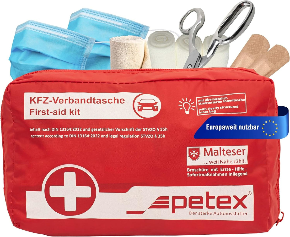 PETEX 43930012 Verbandtasche Inhalt nach DIN 13164, rot