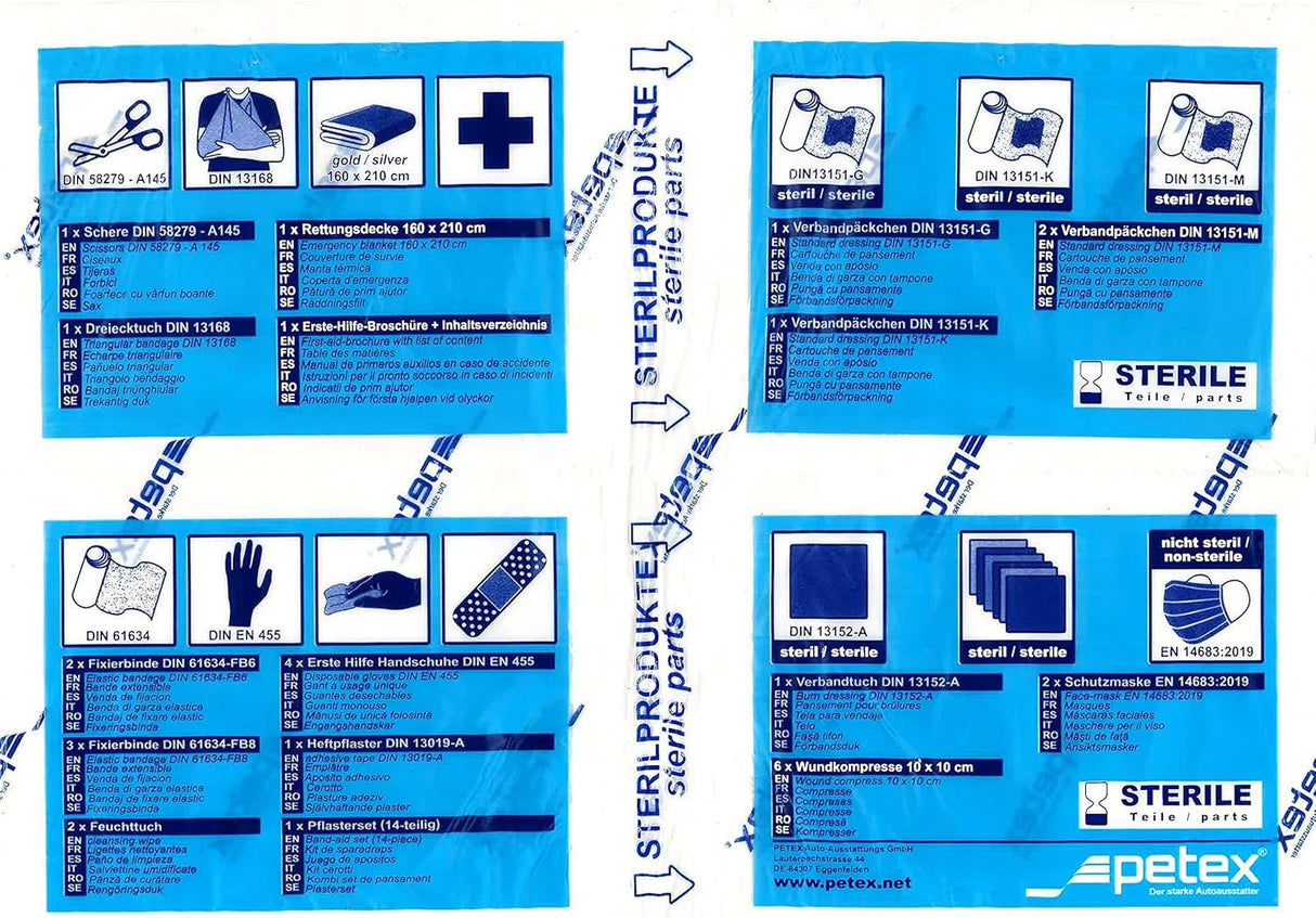 PETEX 2 in 1 Verbandtasche Plus, Inhalt nach DIN13164:2022 in Rot, Erste-Hilfe, First-Aid-Kit