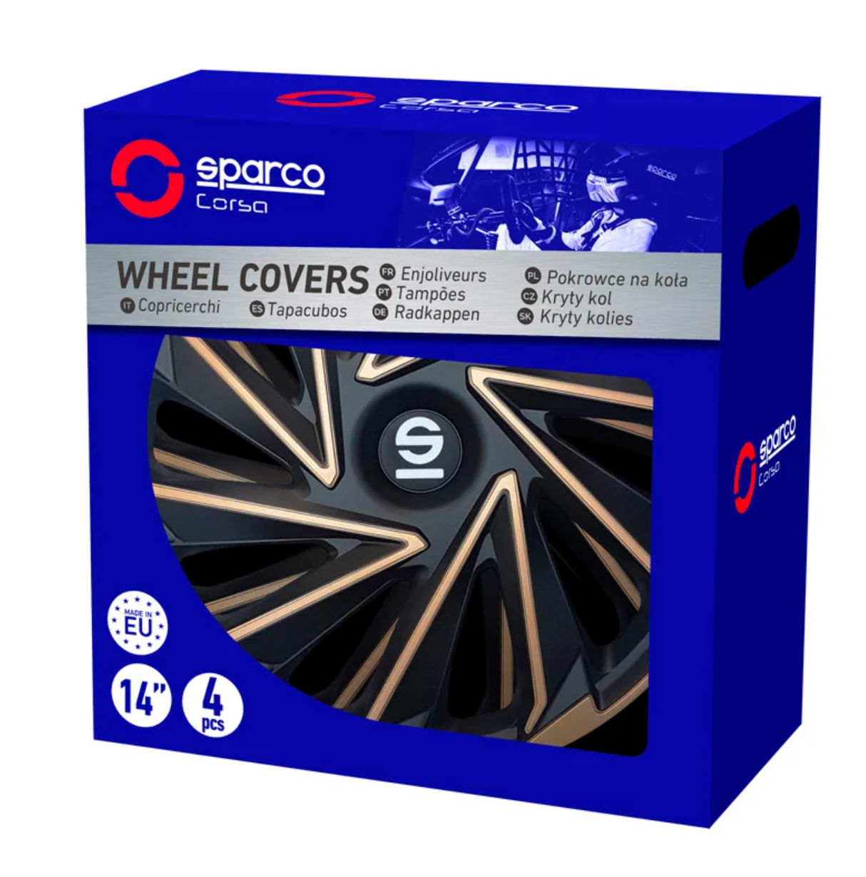 Sparco Radzierblenden Varese 16 Zoll Gold/Schwarz - Satz mit 4 Stück