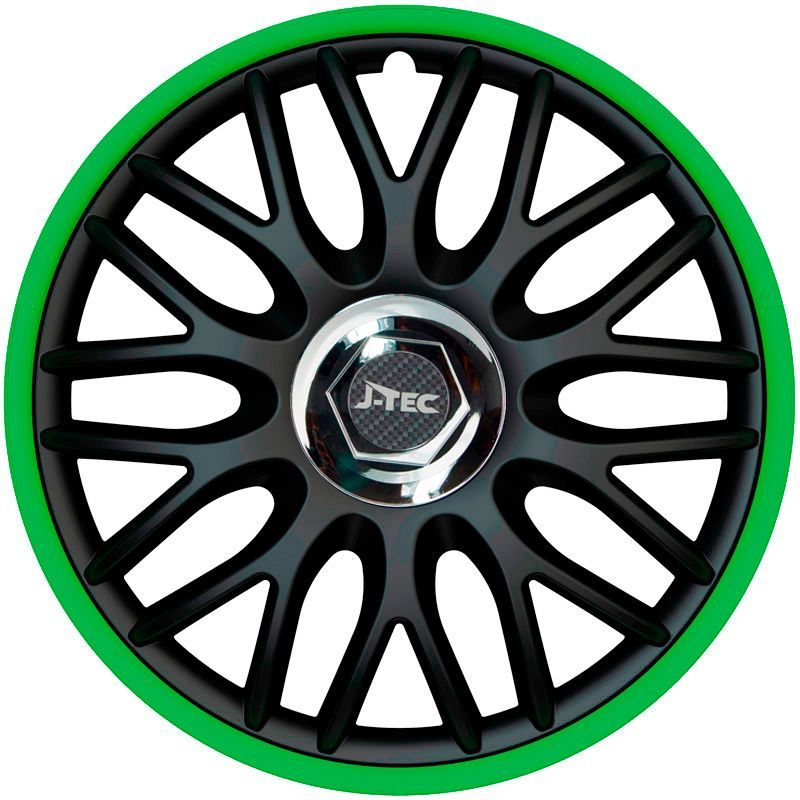 Set J-Tec wheel covers Orden R 16-inch black/green + chrome ring